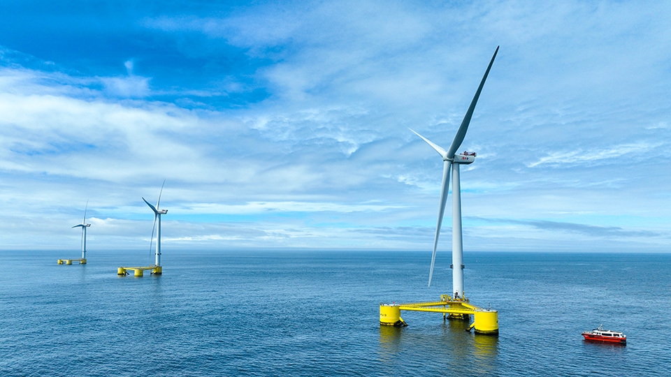 WindFloat Atlantic プロジェクトの写真 (提供:Principle Power 社, Ocean Winds 社)