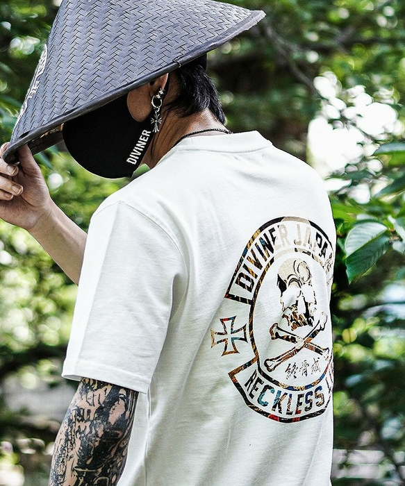 【DIVINERJAPAN】籠蓋髑髏TEE(ホワイト)