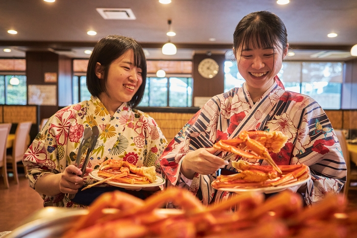 ボイルガニもカニ刺しも焼きガニも好きなメニューを好きなだけ!