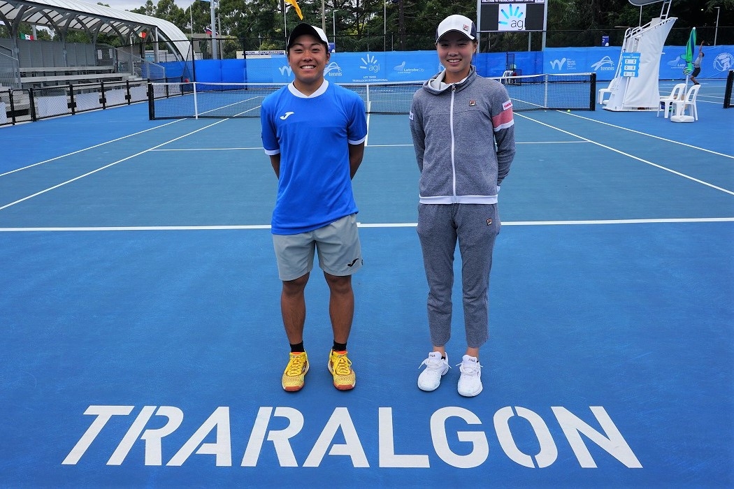 左:原﨑朝陽選手、右:木下晴結選手 前哨戦の会場にて