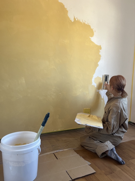 施工風景(漆喰塗り:クリーム)