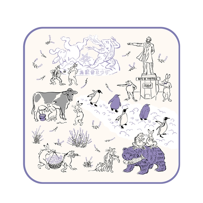 北海道×鳥獣戯画 たおるはんかち