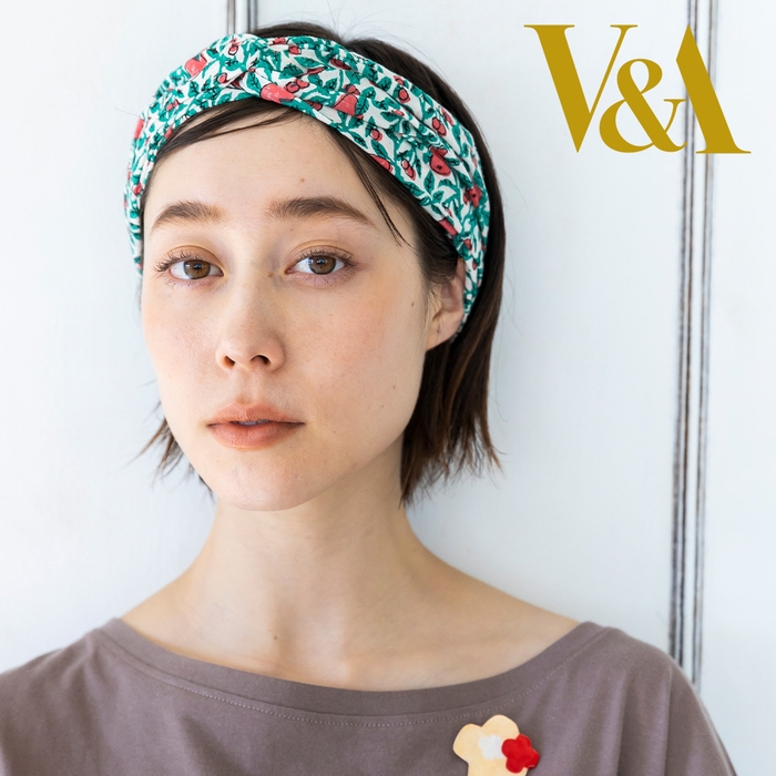 ブロックプリントヘアバンド ペアーズ&チェリーズ柄