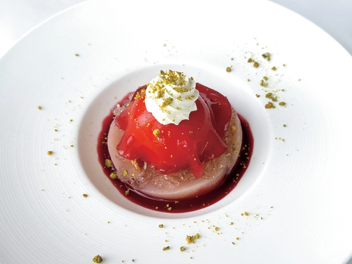 福島県産桃のピーチメルバ　バニラとフランボワーズのマリアージュ