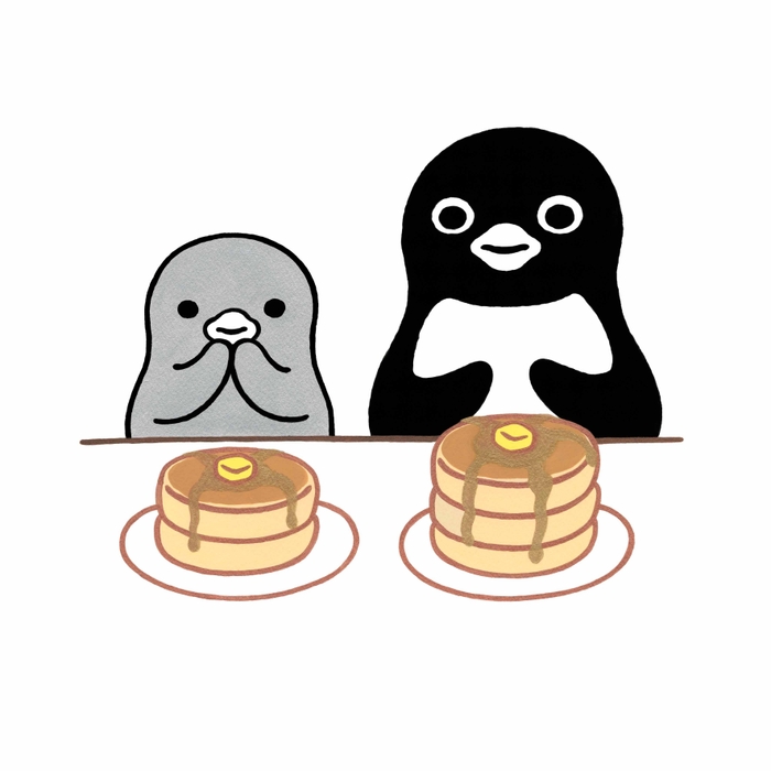 新作版画「ペンギンとホットケーキ」30×30cm 　44&#44;000円(税込)限定100部