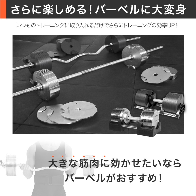 ダンベルをバーベルに