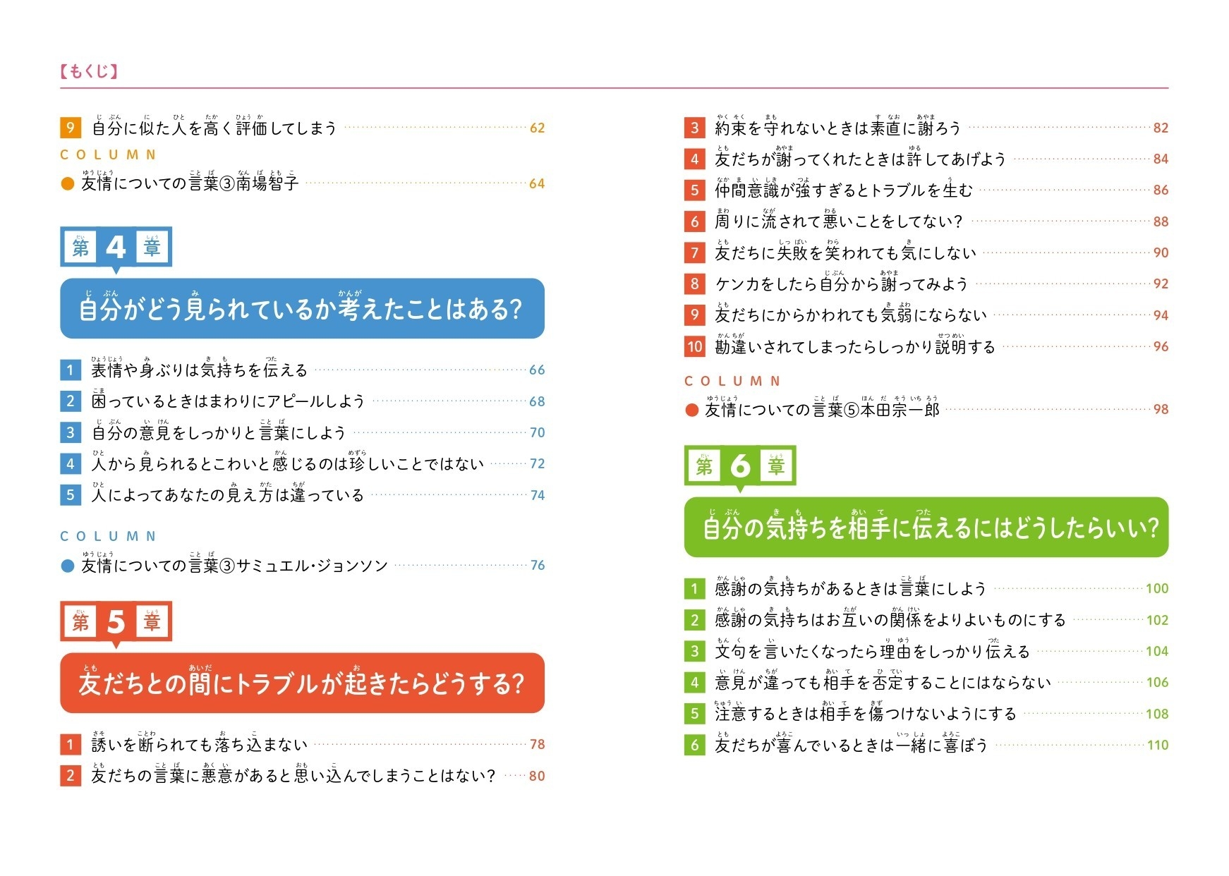 『こども「友だちとのつきあい方」 友だちづきあいに大切なことがわかる本』もくじ②