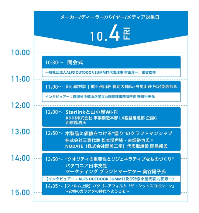 トークセッションタイムスケジュール(10月4日)