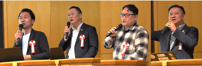 写真左から、髙橋啓示氏、和住賢一氏、油谷実紀氏、奥山浩司氏　　　　　　　　　　　　　　　　　　　　　　　　　　　　　　　　　　　　　　　　　　