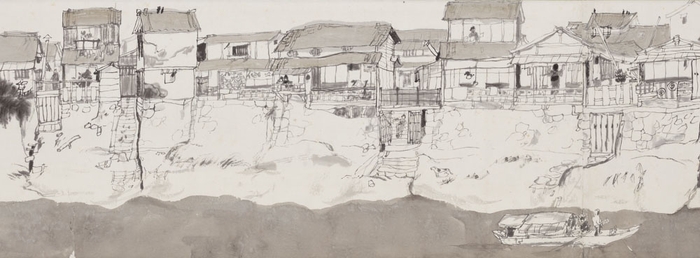 堂本印象「浪速港涯絵巻」1912年 京都府立堂本印象美術館蔵