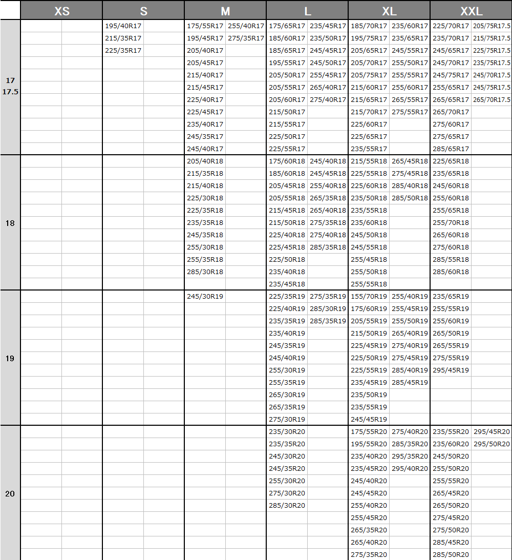 サイズ表(2)