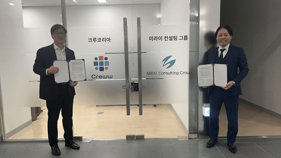 左から、Kyusik Choi氏(Creww Korea 代表取締役)、福田 芳明(みらいコンサルティンググループ 執行役員)