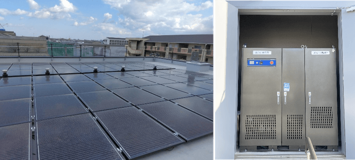 「大志寮」に設置された太陽光発電設備と蓄電システム