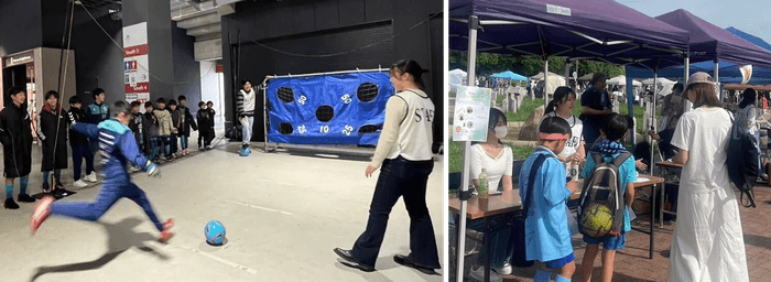 令和6年(2024年)3月(左)、6月(右)にFC大阪と共同開催したイベントの様子