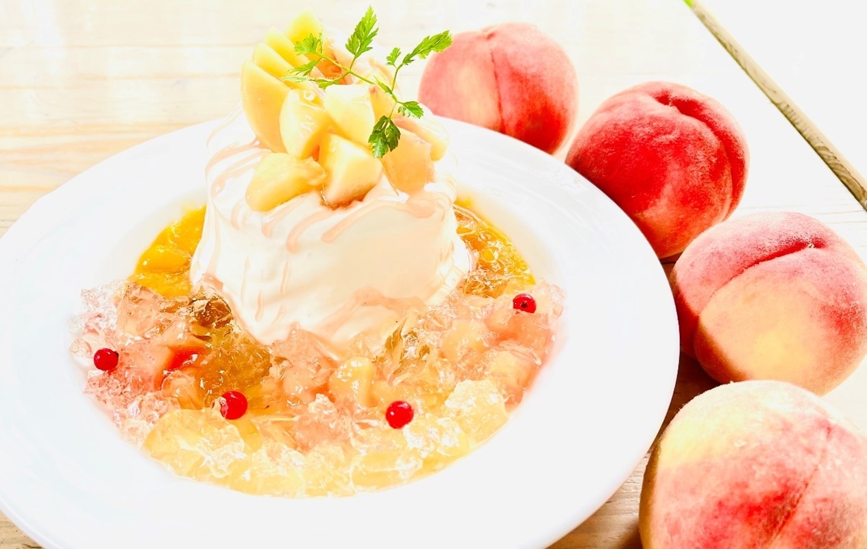 ひんやり~な白桃とマンゴーのパンケーキ