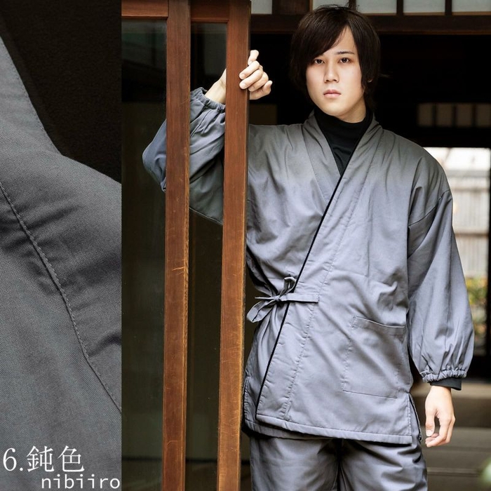 あたたか作務衣鈍色(男性モデル)