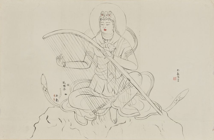 堂本印象《八部衆(大阪四天王寺宝塔内壁画 乾闥婆 下絵)》昭和14年(1939) 京都府立堂本印象美術館蔵