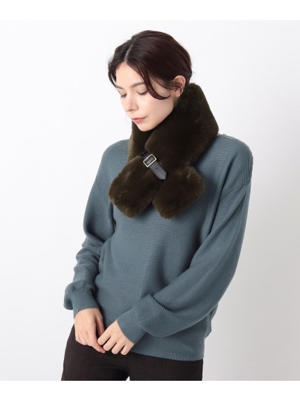 FURLA(フルラ)ファーマフラー ベルト差し込み25-135-22002カーキ