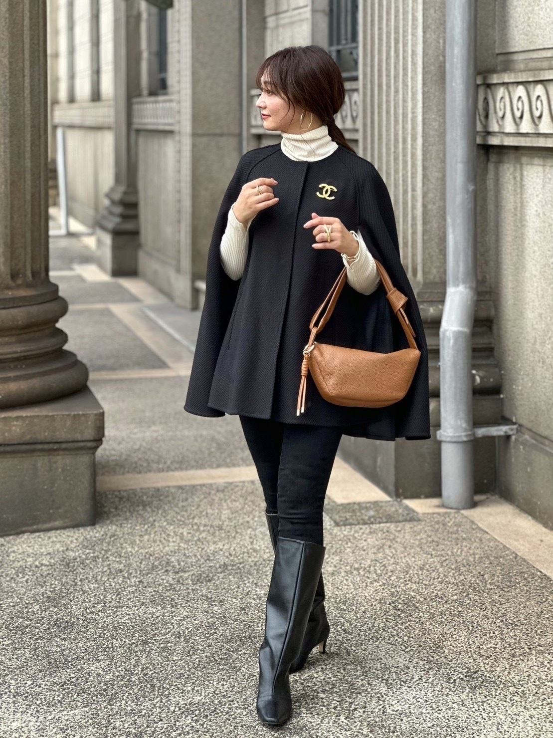 yoko×bell la bell コラボ企画ハーフムーンバッグ キャメル