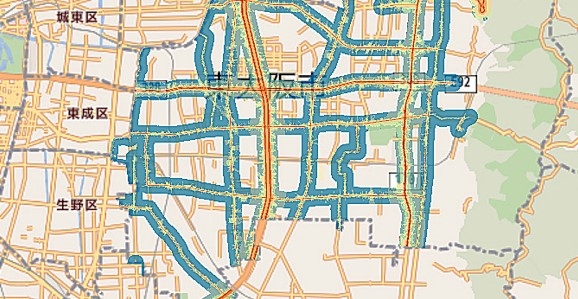 東大阪市の環境騒音マップ
