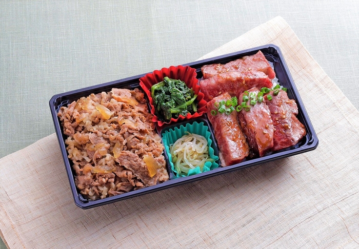 【創作郷土料理 いつき】「五島牛の肉肉弁当(ステーキ&すき焼き)」