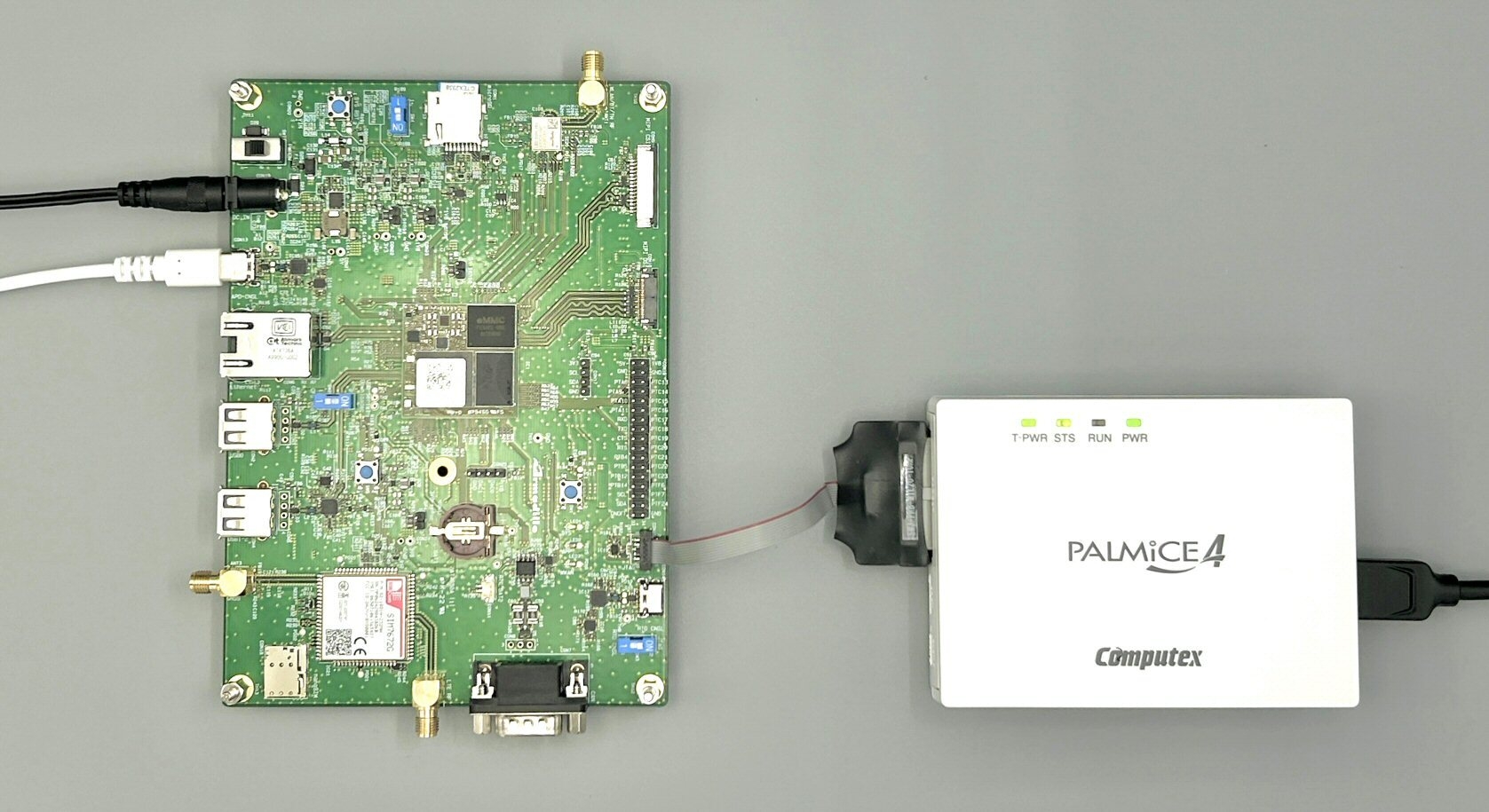 Armadillo-900+Dev BoardとPALMiCE4の接続イメージ