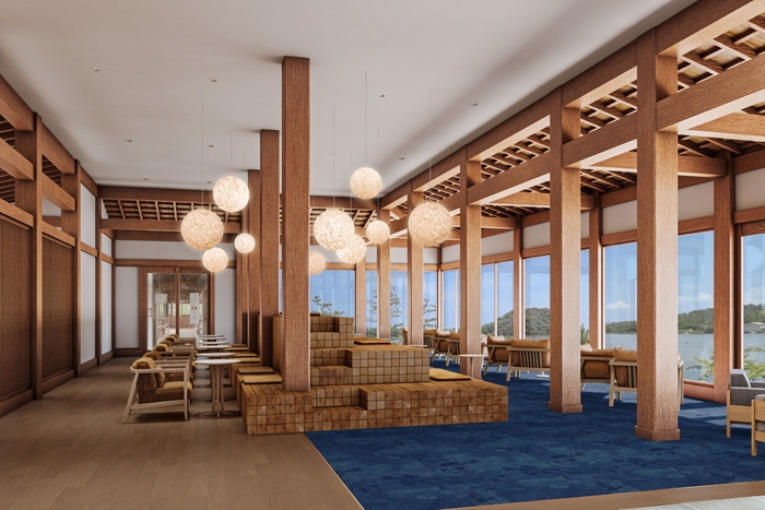 地元施設を活かした広々とした店内の空間