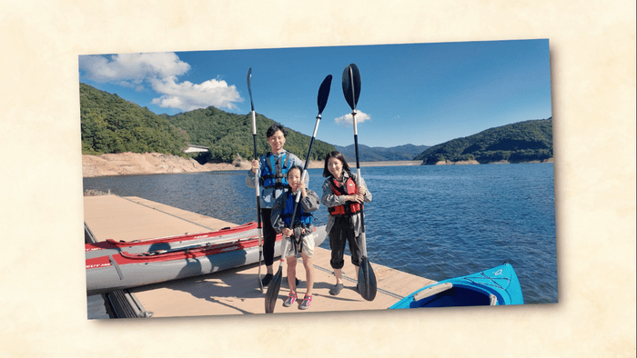 ダム湖でのカヤック体験