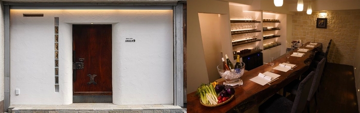 築100年の古民家を生かした扉とカウンター