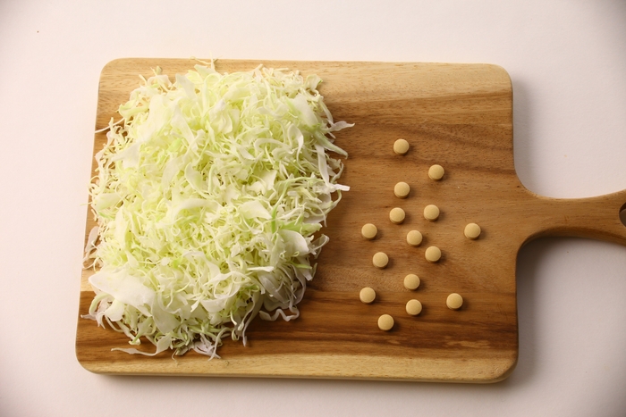 3.千切りキャベツ55g=打錠15粒