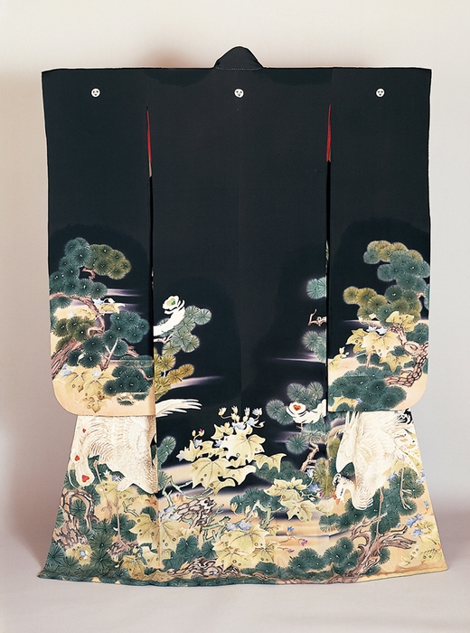 松桐鳳凰文様振袖 三つ襲ねのうち(堂本印象下絵) 大正時代 北村美術館蔵