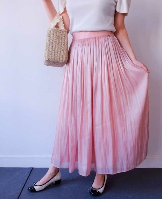 シャイニーギャザースカート(マキシ丈)
