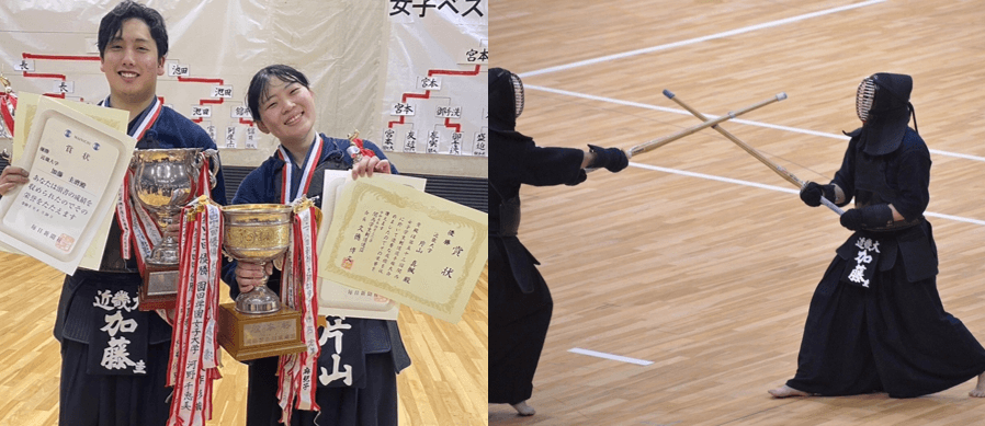 加藤 圭磨選手(左)片山 真楓選手(右) 「第71回関西学生剣道選手権大会」での加藤選手
