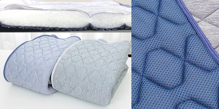 厚さ約1.5cm！高弾性の特殊中綿入り。裏面はメッシュ生地で通気性をアップ！