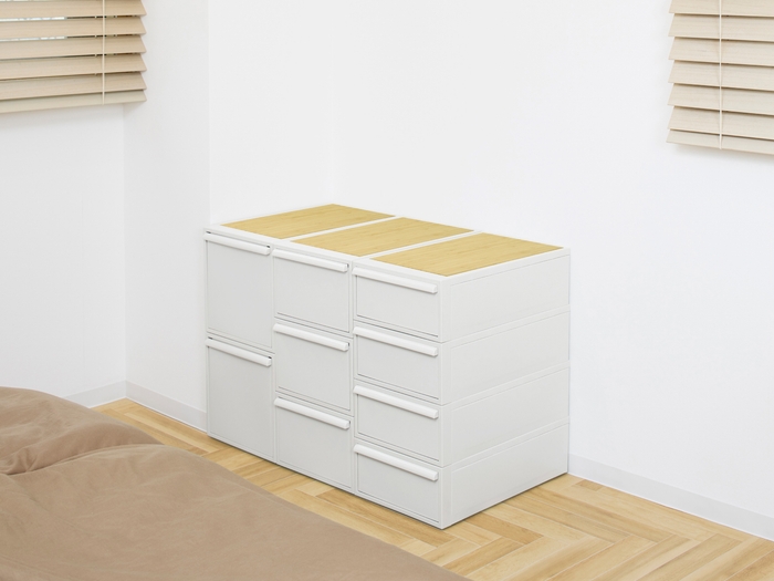 オールホワイト×竹製天板