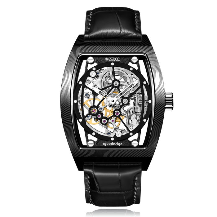 ZEROO M1D THE AURIGAダマスカス鋼ケースのトノー型メカニカルスケルトンウォッチ(2)