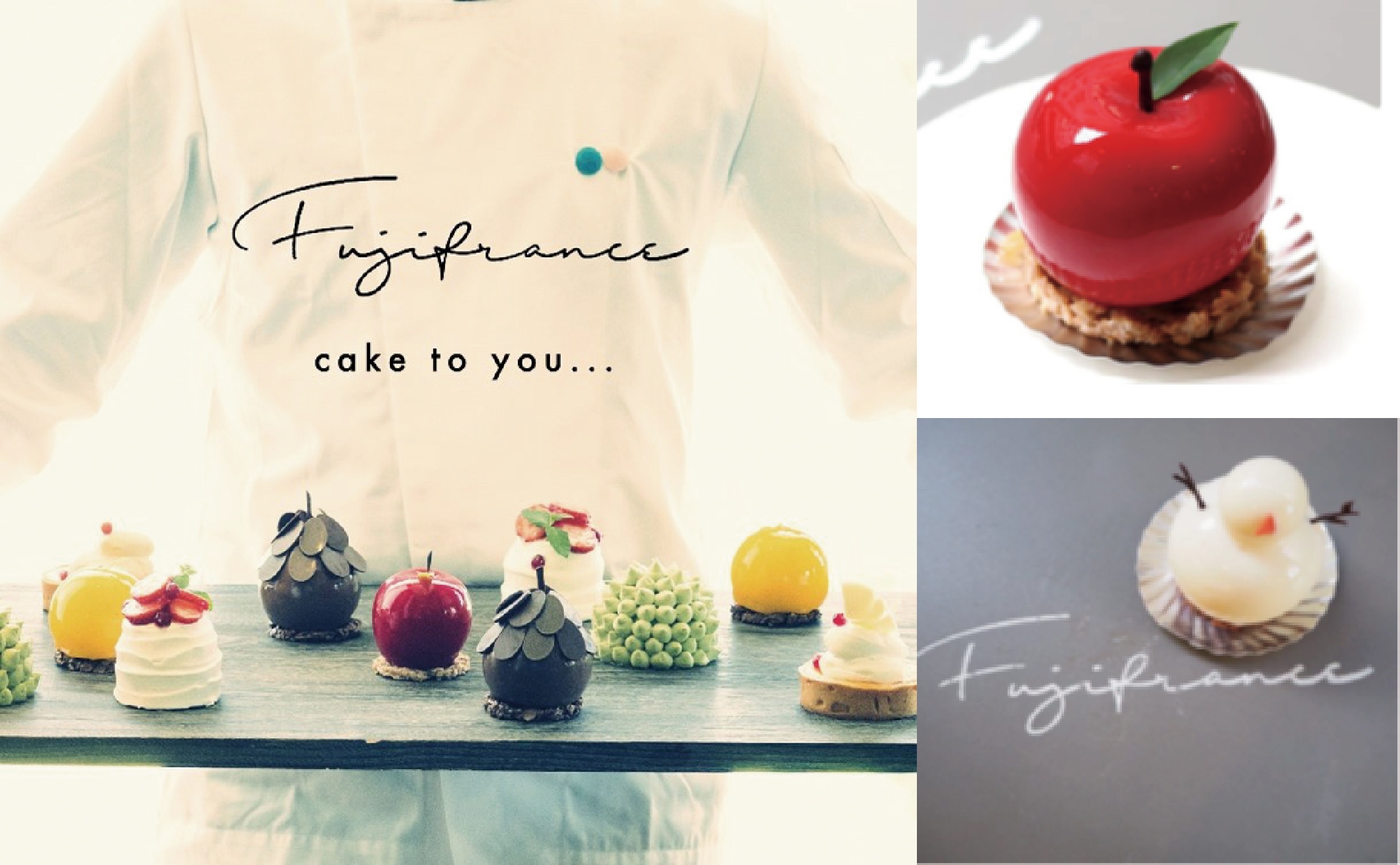 右上:りんごのケーキ 税込680円、右下:雪だるまのケーキ 税込680円