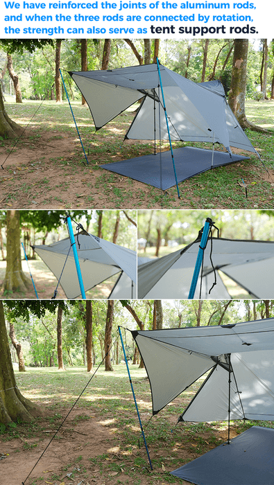 テントの支えでも耐久性あり