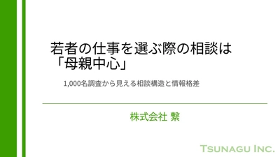 若者の仕事を選ぶ際の相談は「母親中心」 ―1,000名調査で見えた課題