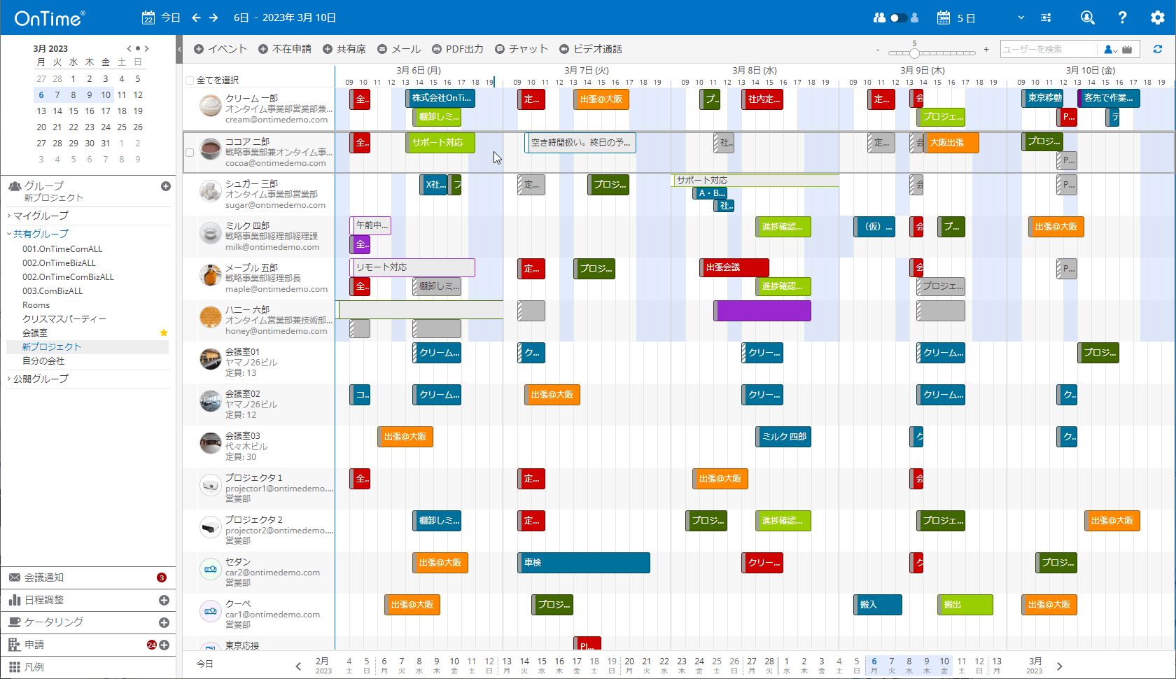 OnTime メインビュー