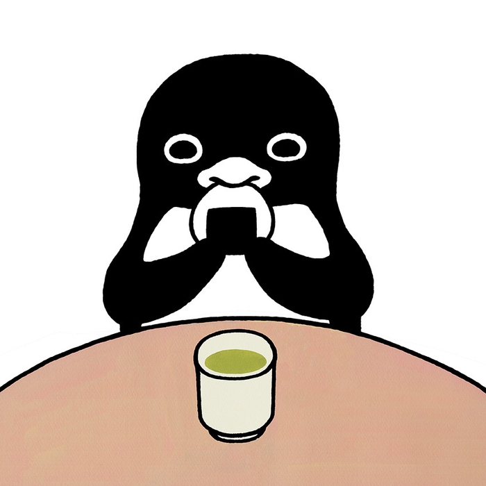 版画「最高の組み合わせ　おにぎりと緑茶」23×23cm 33,000円(税込)