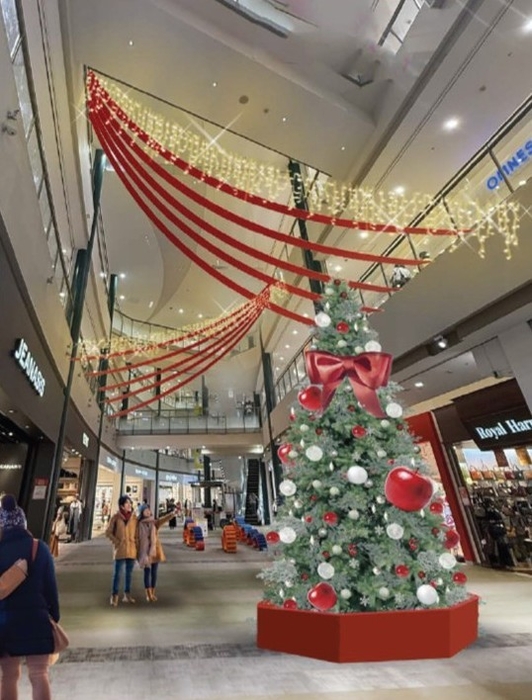 ▲メイン装飾:KUZUHA MALL本館ミドリモール1F モールアベニュー