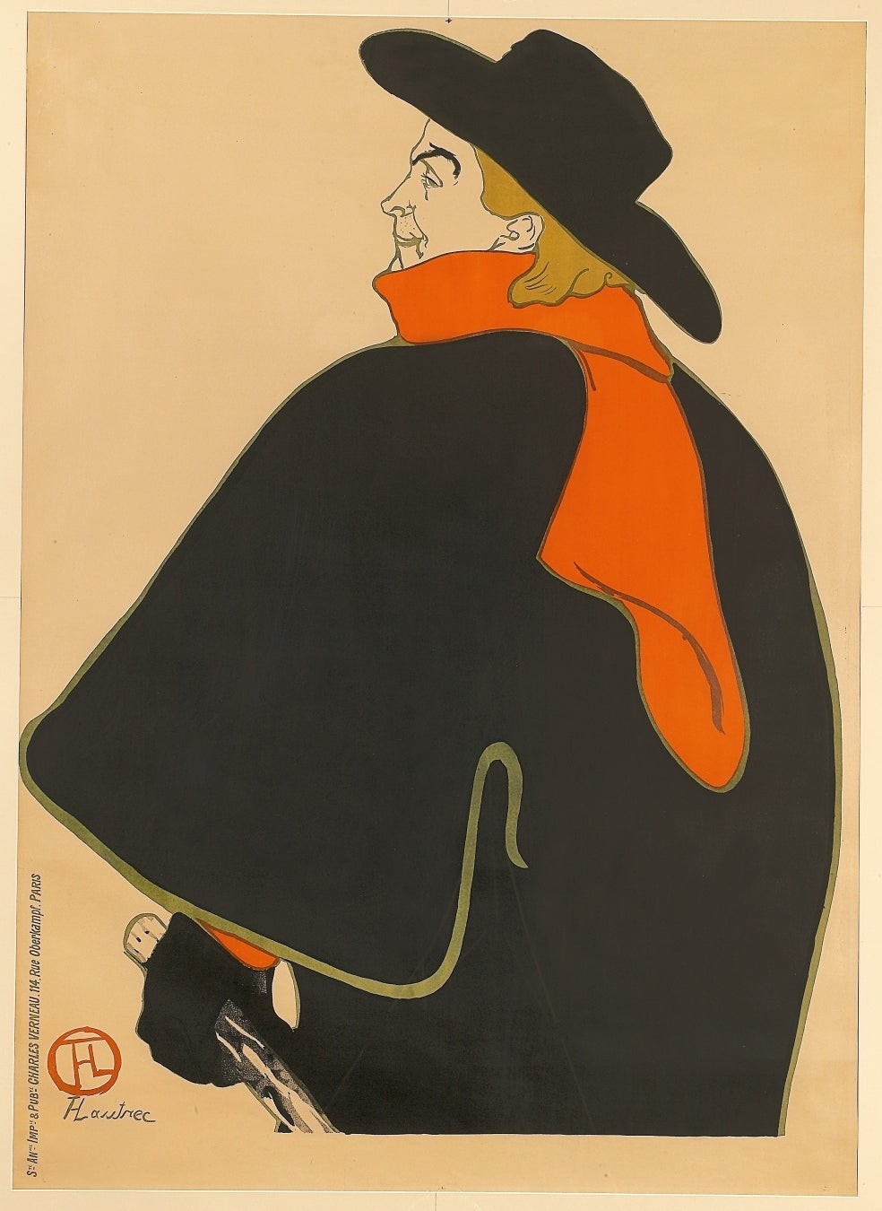 《キャバレのアリスティド・ブリュアン(文字のせ前)》1893年 127.3×95.0cm リトグラフ