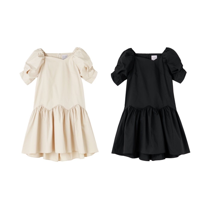 PUFF SLEEVE GATHER DRESS