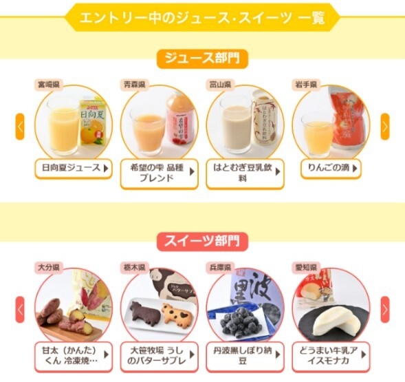 【ジュース・スイーツ 一覧 (イメージ)】