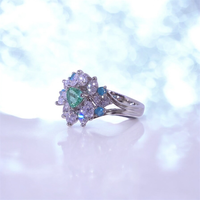 PtパライバトルマリンMQダイヤR