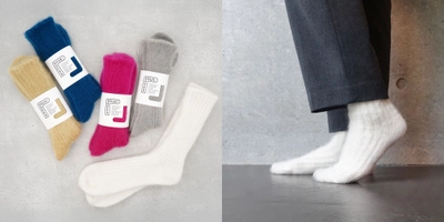 “ふわっふわの軽さで冬の足元を包む。”希少キッドモヘアを贅沢に使用した『 FEATHER-フェザー- キッドモヘア』が新登場  奈良の靴下工場 創喜から、冬のギフトにぴったりのあたたかソックスのご提案。