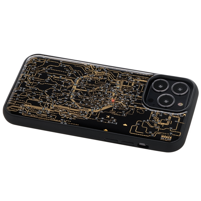 FLASH 東京回路線図 iPhone 13Pro Maxケース 黒 ななめ