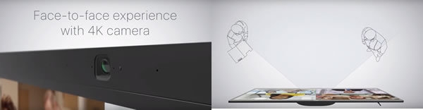 参加者の表情がしっかりわかる4K対応の広角カメラとディスプレイ