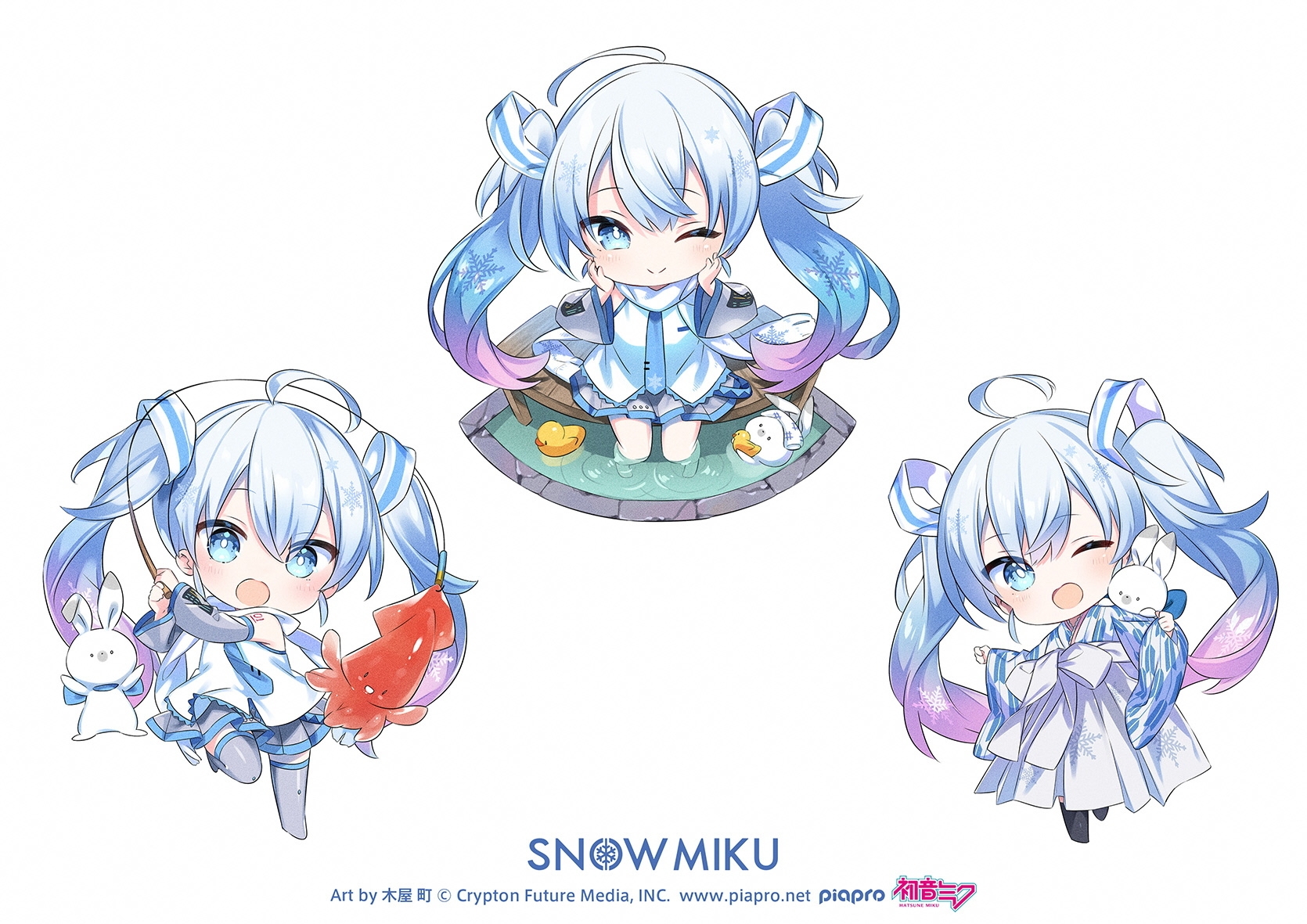 デフォルメイラスト 函館市「イカ釣り」「足湯」「ハイカラ衣裳」